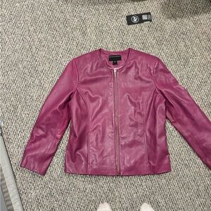 Bernardo pink leather jacket EUC L